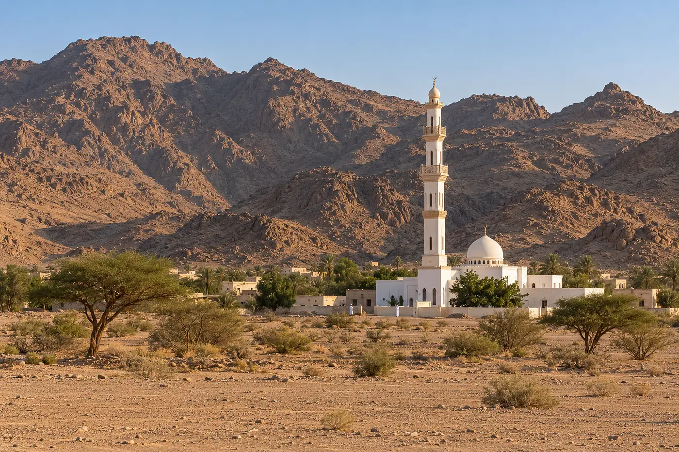 Minaret of Masjid al-Ji'ranah and the hills around it